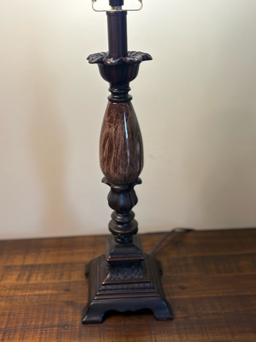 Allen + Roth Bronze Plug In Resin Base Lamp With Fabric Shade - Picture 8 of 10